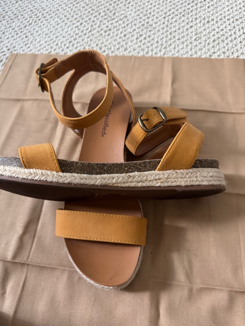 Cityclassified Tan Mustard Ankle-Strap Espadrille Sandals - Picture 2 of 4